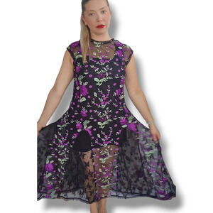 Free people sky Bright dress S floral embroidery